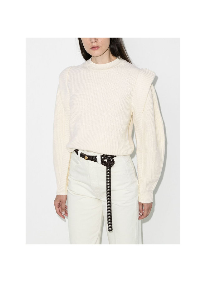 Crew Neck Knitwear Jumper in Cashmere/Wool in Ecru