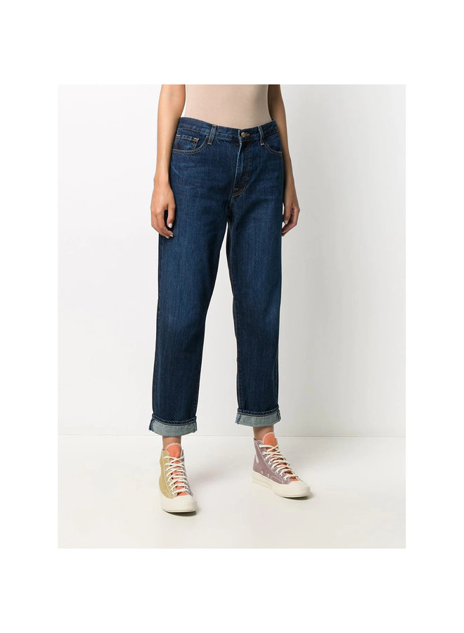 Boyfriend High Waist Denim Jeans in Dark Blue