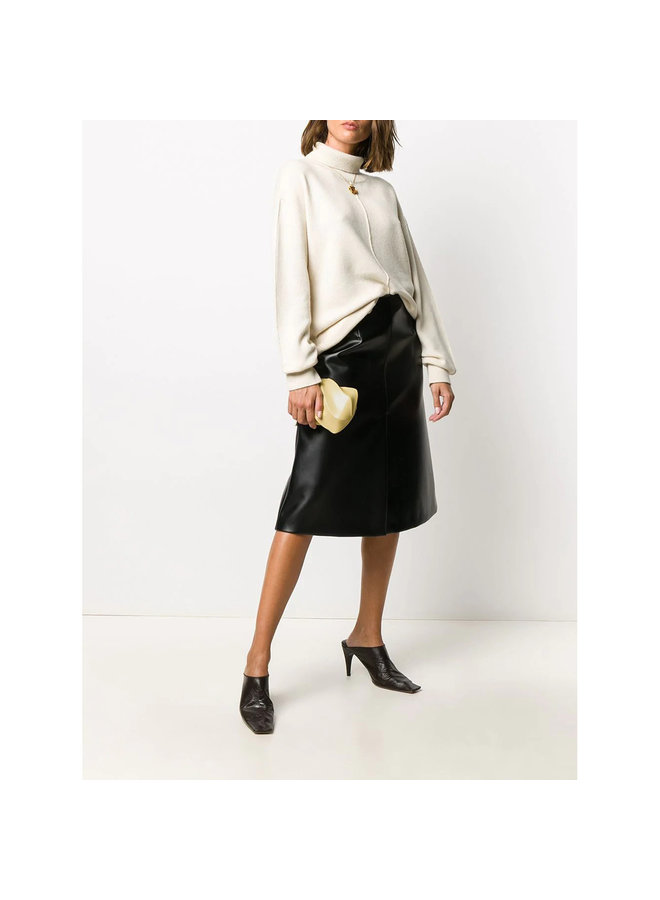 Textured Effect Clutch in Leather in Butter