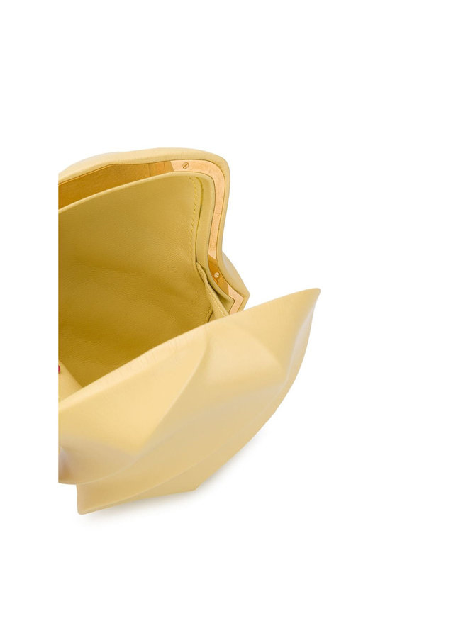 Textured Effect Clutch in Leather in Butter