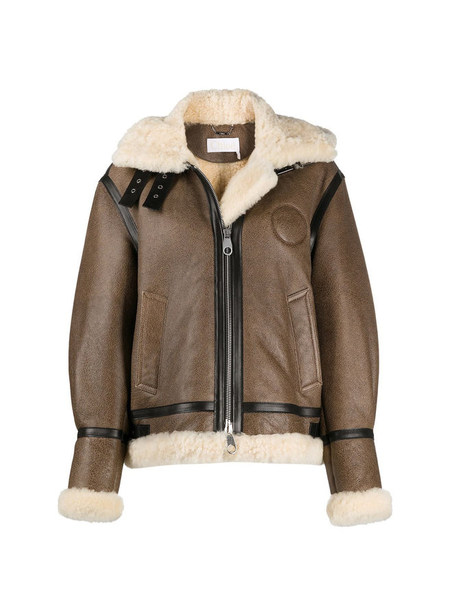 Short Coat in Shearling Leather