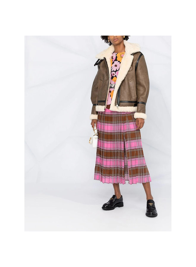 Short Coat in Shearling Leather in Brown