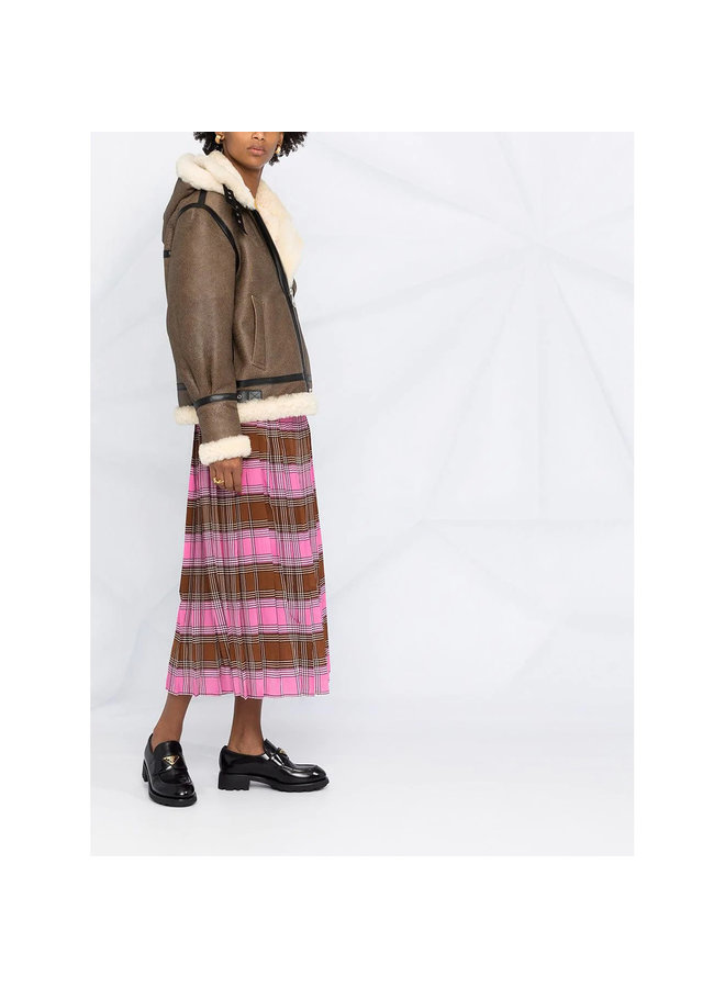 Short Coat in Shearling Leather in Brown