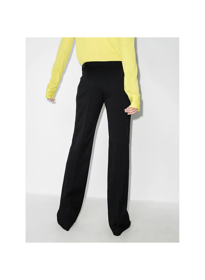 High Waisted Flared Pants in Wool in Black