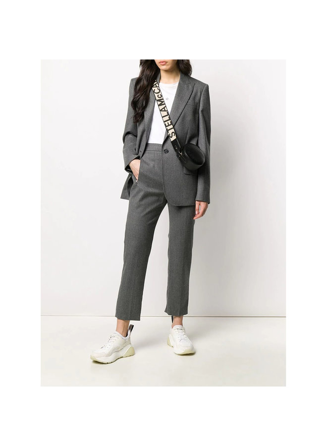 Single Breasted Blazer Jacket in Wool in Grey Melange