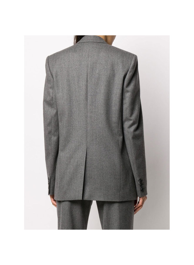 Single Breasted Blazer Jacket in Wool in Grey Melange