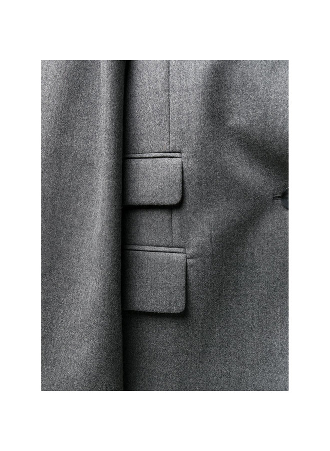 Single Breasted Blazer Jacket in Wool in Grey Melange