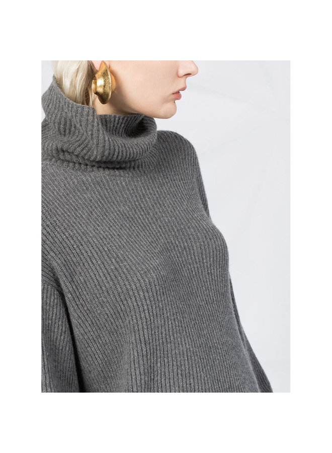 Knitwear Jumper with Fringes in Wool in Grey Melange