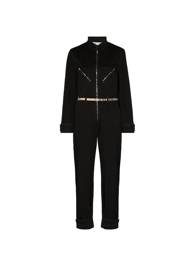 Full Length Jumpsuit in Denim in Black Washed