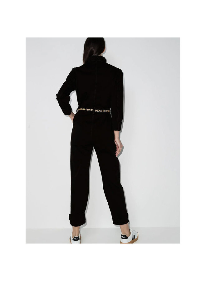 Full Length Jumpsuit in Denim in Black Washed