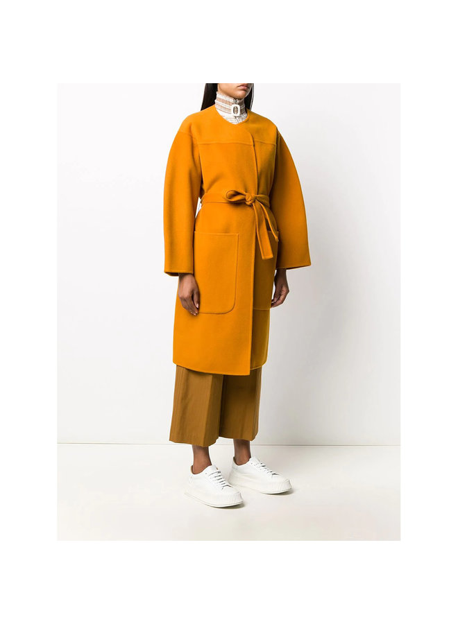 Belted Oversize Coat in Cashmere/Wool in Orange