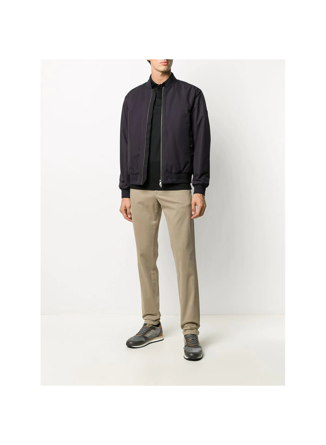 Straight Leg Casual Pants in Stretch Cotton in Camel