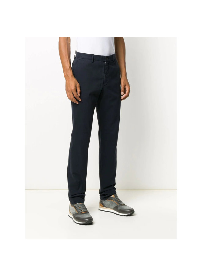 Straight Leg Casual Pants in Stretch Cotton in Navy