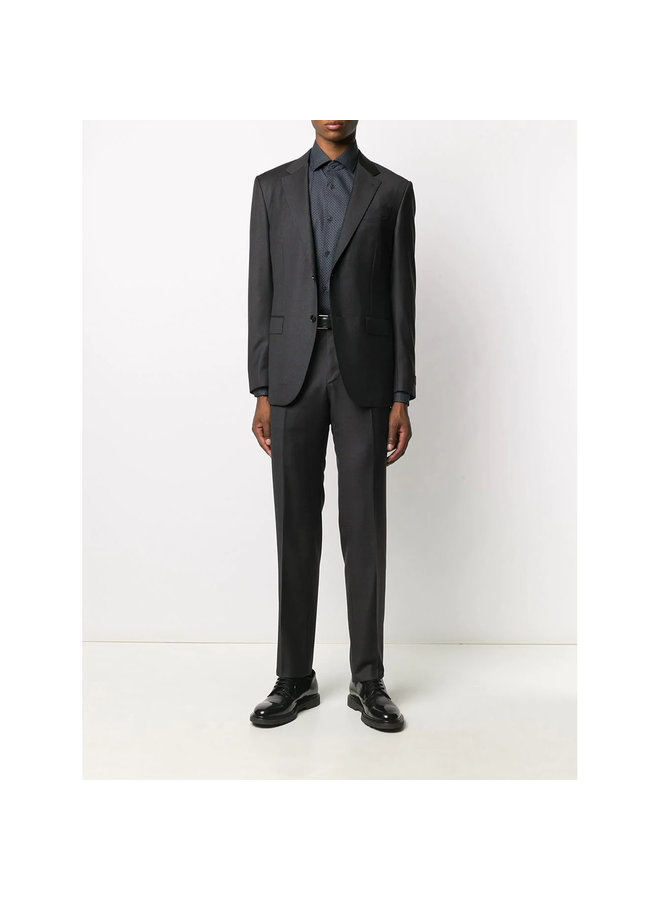 Micro-print Shirt in Cotton in Dark Grey