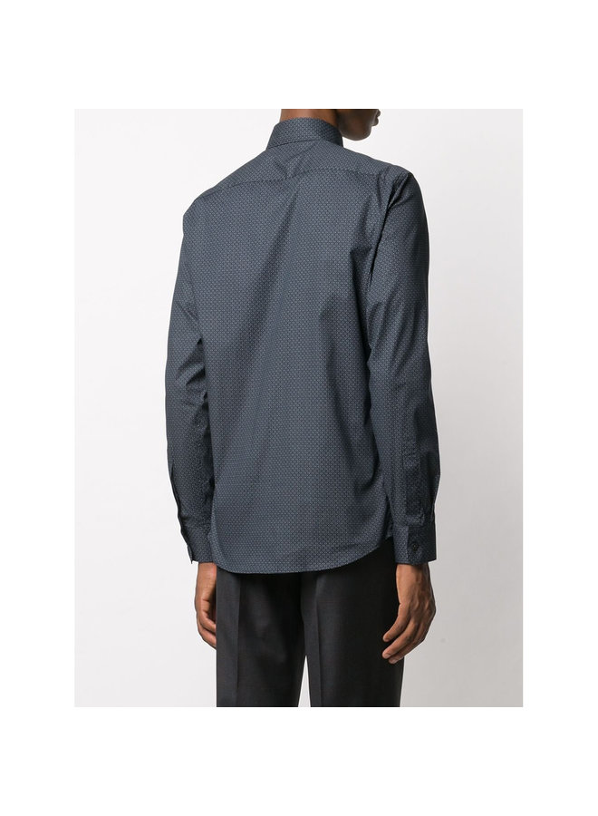 Micro-print Shirt in Cotton in Dark Grey