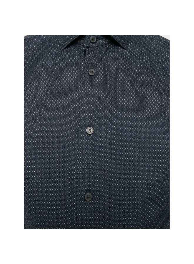 Micro-print Shirt in Cotton in Dark Grey