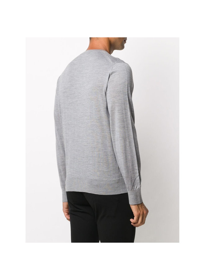 Crew Neck Knitwear Sweater in Wool in Light Grey