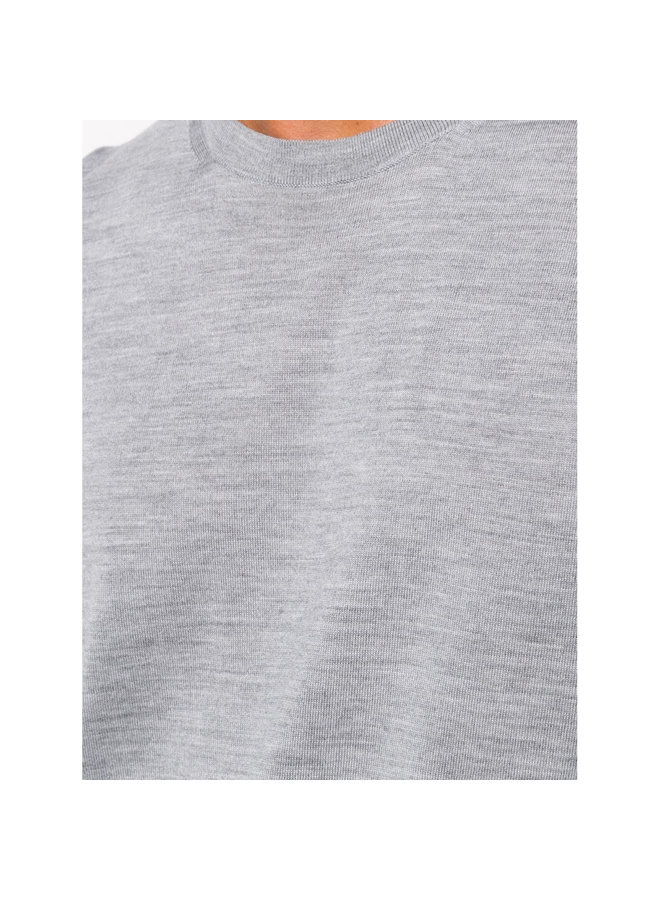 Crew Neck Knitwear Sweater in Wool in Light Grey