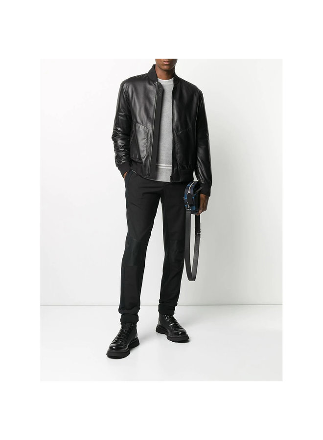 Bomber Jacket in Leather in Black