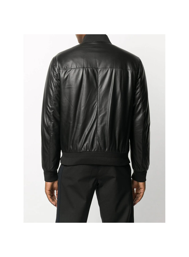 Bomber Jacket in Leather in Black
