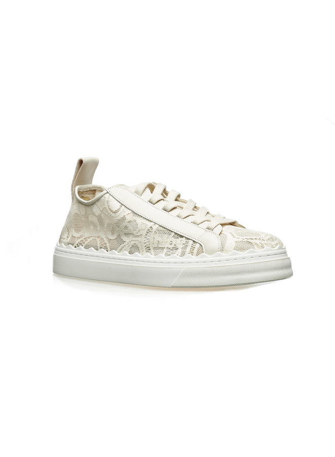 Lauren Low Top Sneakers in Lace in Beige
