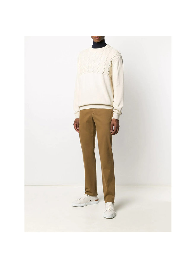Straight Leg Casual Pants in Cotton in Dark Vicuna
