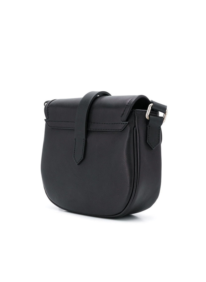Rodeo Small Buckle Shoulder Bag in Leather in Black