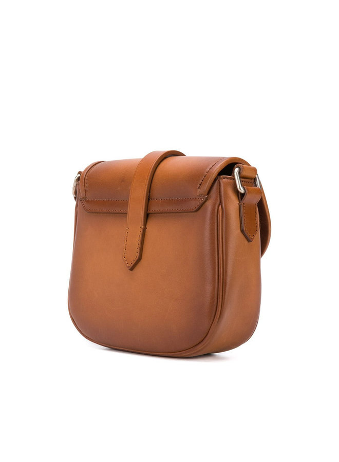Rodeo Small Buckle Shoulder Bag in Leather in Camel