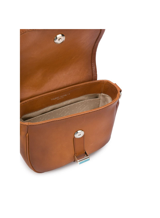 Rodeo Small Buckle Shoulder Bag in Leather in Camel