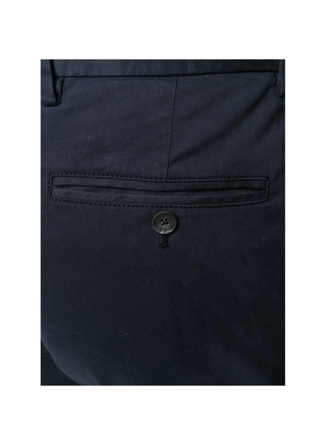 Straight Leg Casual Pants in Stretch Cotton in Navy