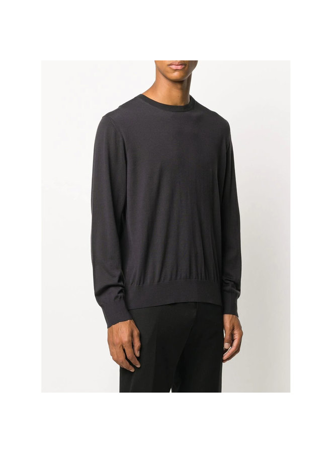 Crew Neck Knitwear Sweater in Wool in Navy