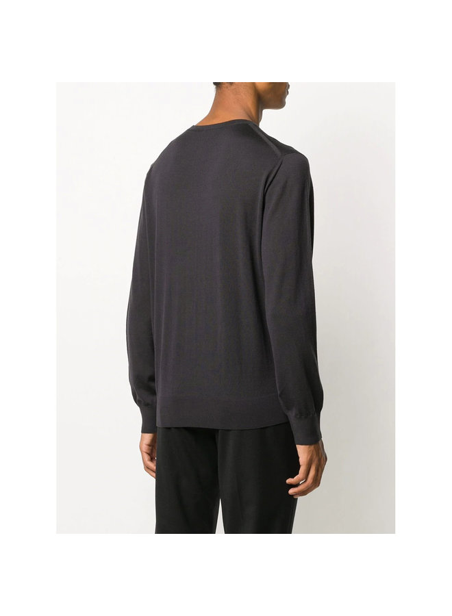 Crew Neck Knitwear Sweater in Wool in Navy