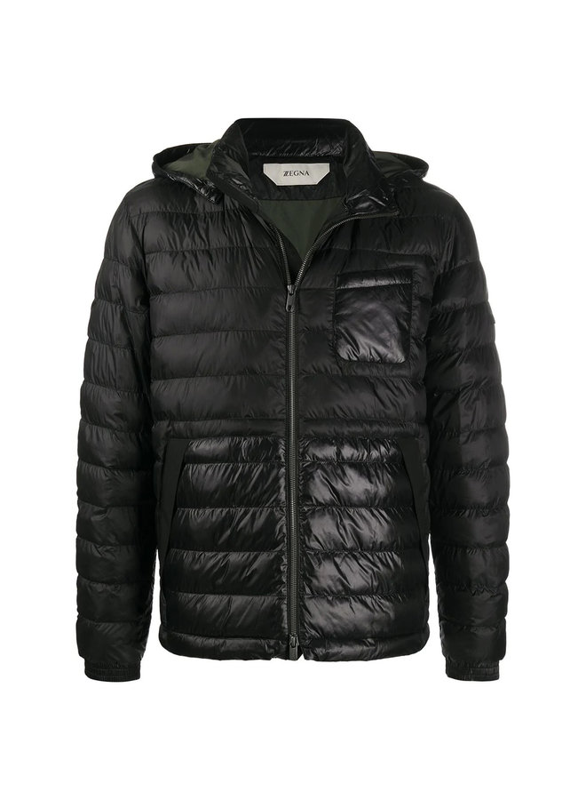 Hooded Padded Outwear Jacket in Black