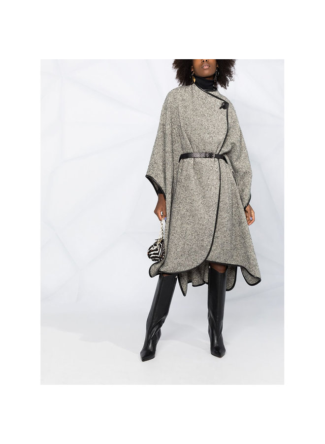 Long Cape in Wool in Grey