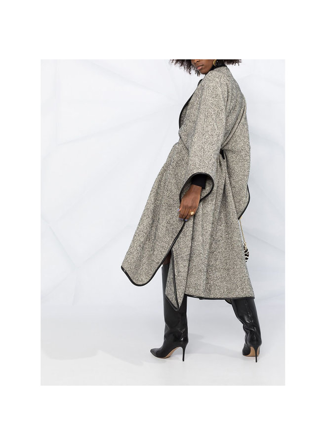 Long Cape in Wool in Grey