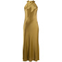 Midi Halterneck Dress in Satin in Safari Green