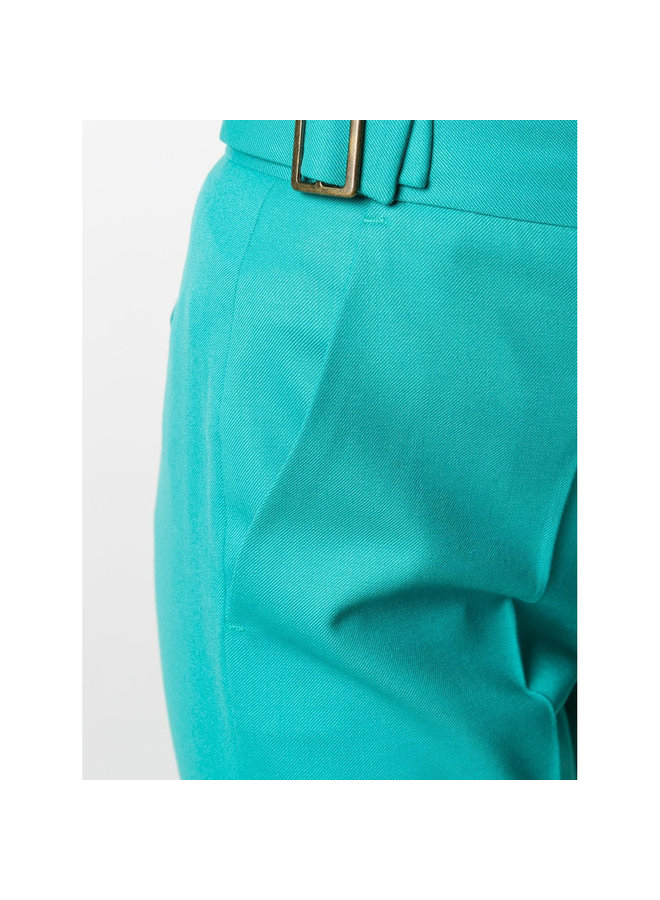 High Waist Tailored Pants in Wool in Peacock