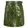 Mini Skirt in Snake Print Leather in Green
