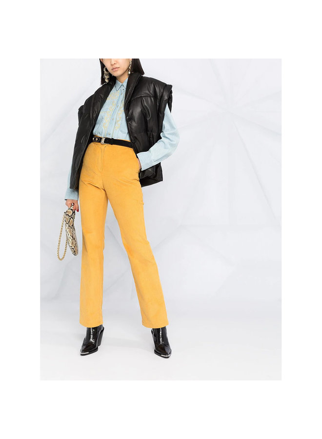 Embroidered Denim Shirt in Light Blue