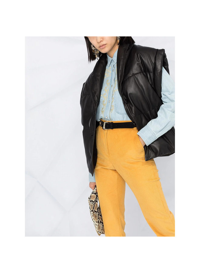 Embroidered Denim Shirt in Light Blue