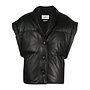 Padded Leather Gillet in Black