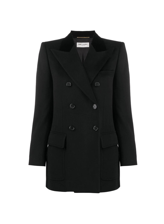 Double Breasted Cashmere Blend Blazer Jacket