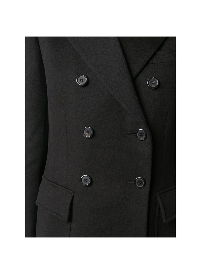 Double Breasted Blazer Jacket in Wool/Cashmere in Black