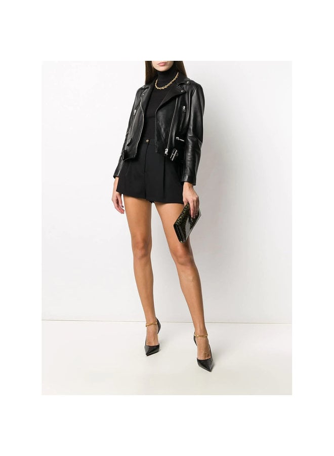 Fitted Turtleneck Knitted Top in Cashmere/Wool/Silk in Black