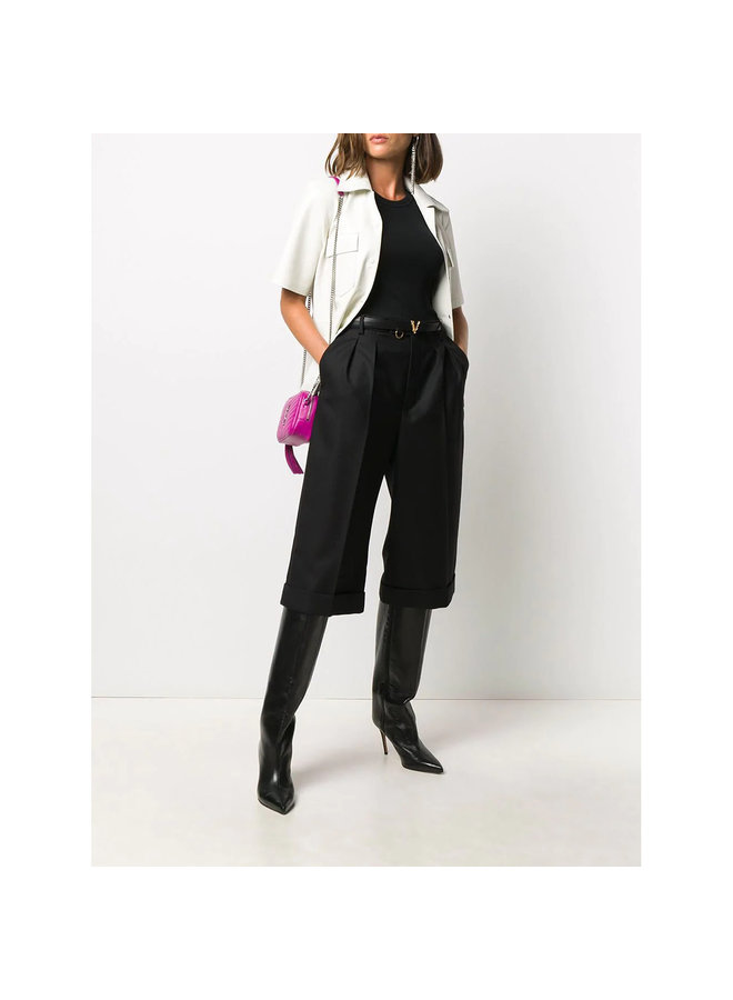 High Waist Culotte in Wool in Black