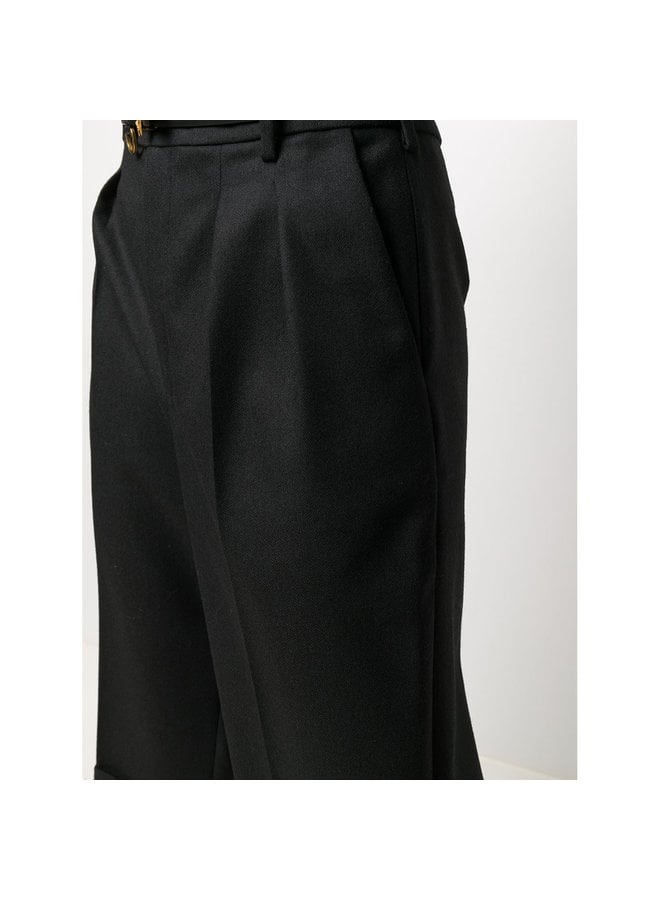 High Waist Culotte in Wool in Black