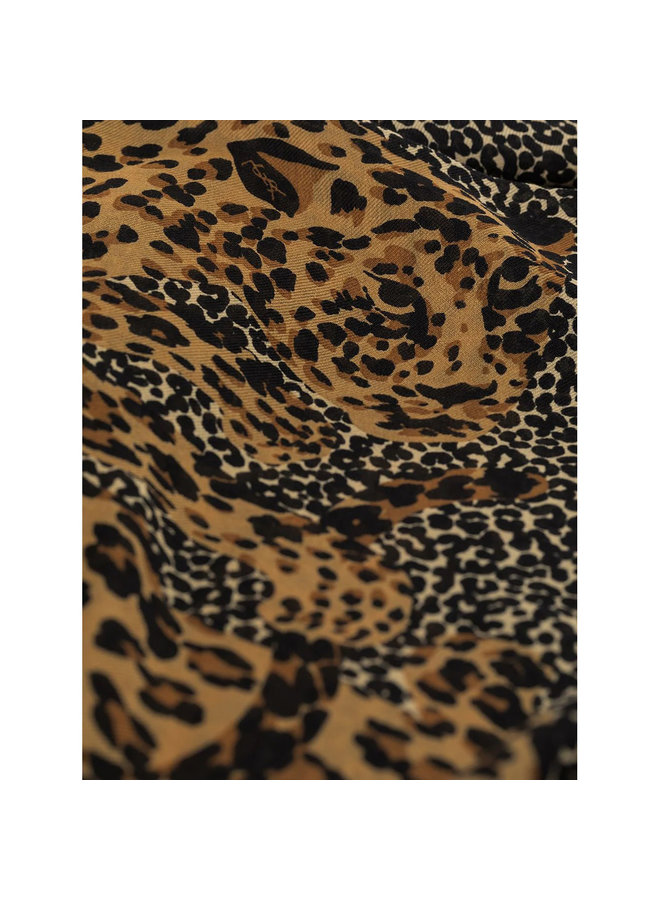 Leopard Printed Scarf in Wool in Beige/Black