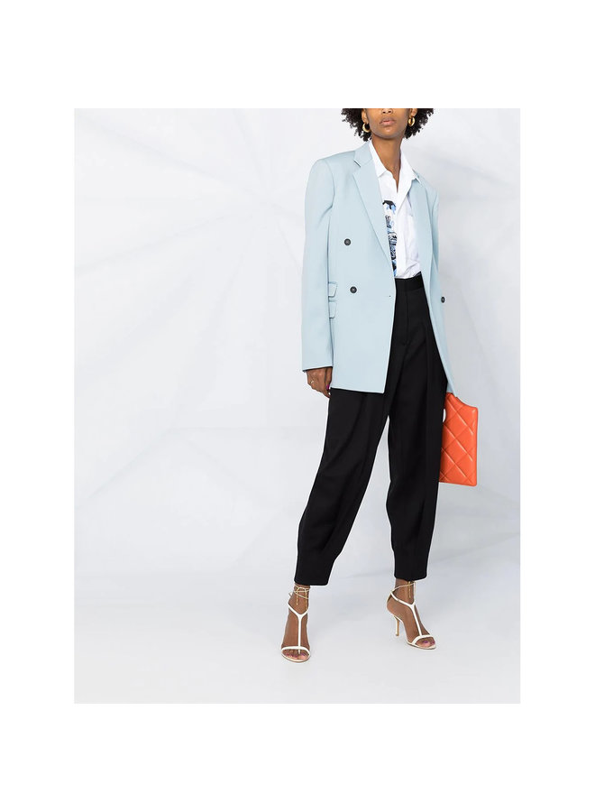 Oversized Double Breasted Blazer Jacket in Wool in Baby Blue
