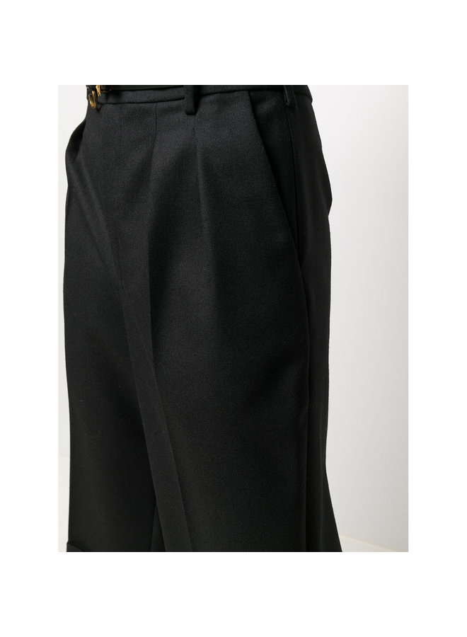 High Waist Culotte in Wool in Black