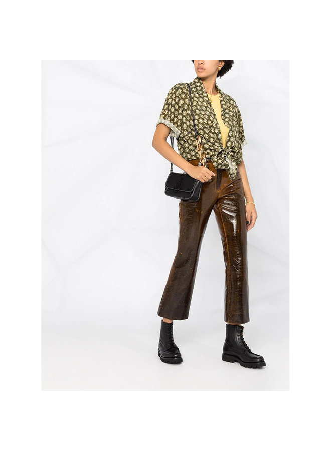 Monogram Embroidery T-shirt in Cotton in Moustarde